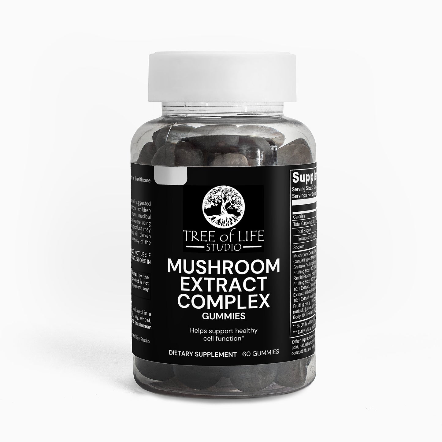 Tree of Life Studio mushroom extract complex gummies dietary supplement bottle with 60 gummies