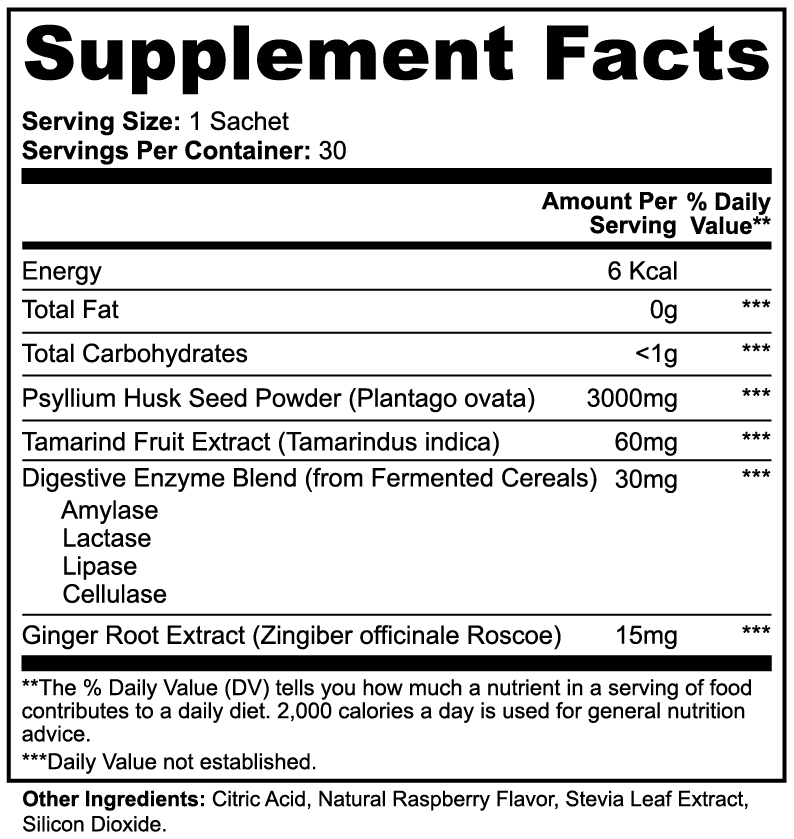 Supplement facts label for Tree of Life Studio natural colon cleanse supplement showing ingredients and serving size