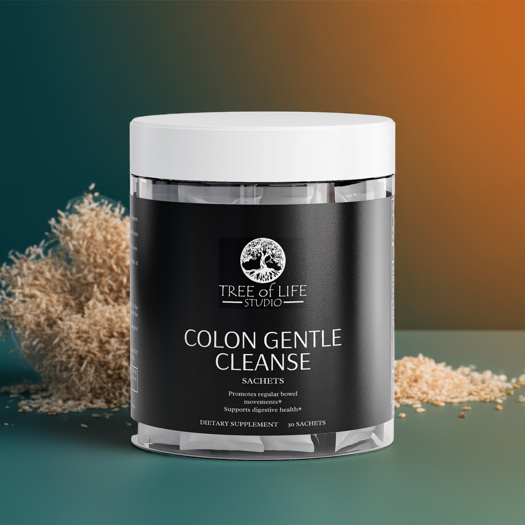 Tree of Life Studio Colon Gentle Cleanse sachets natural colon cleanse supplement in clear jar