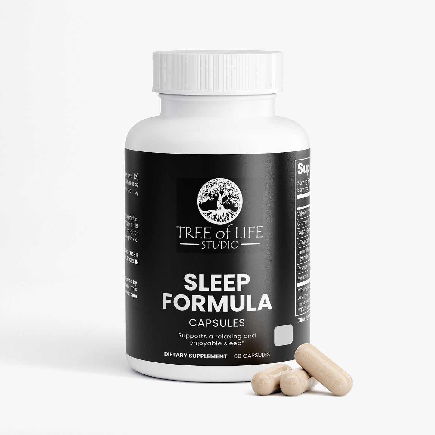 Tree of Life Studio sleep formula bottle with natural sleep aid capsules for restful nights