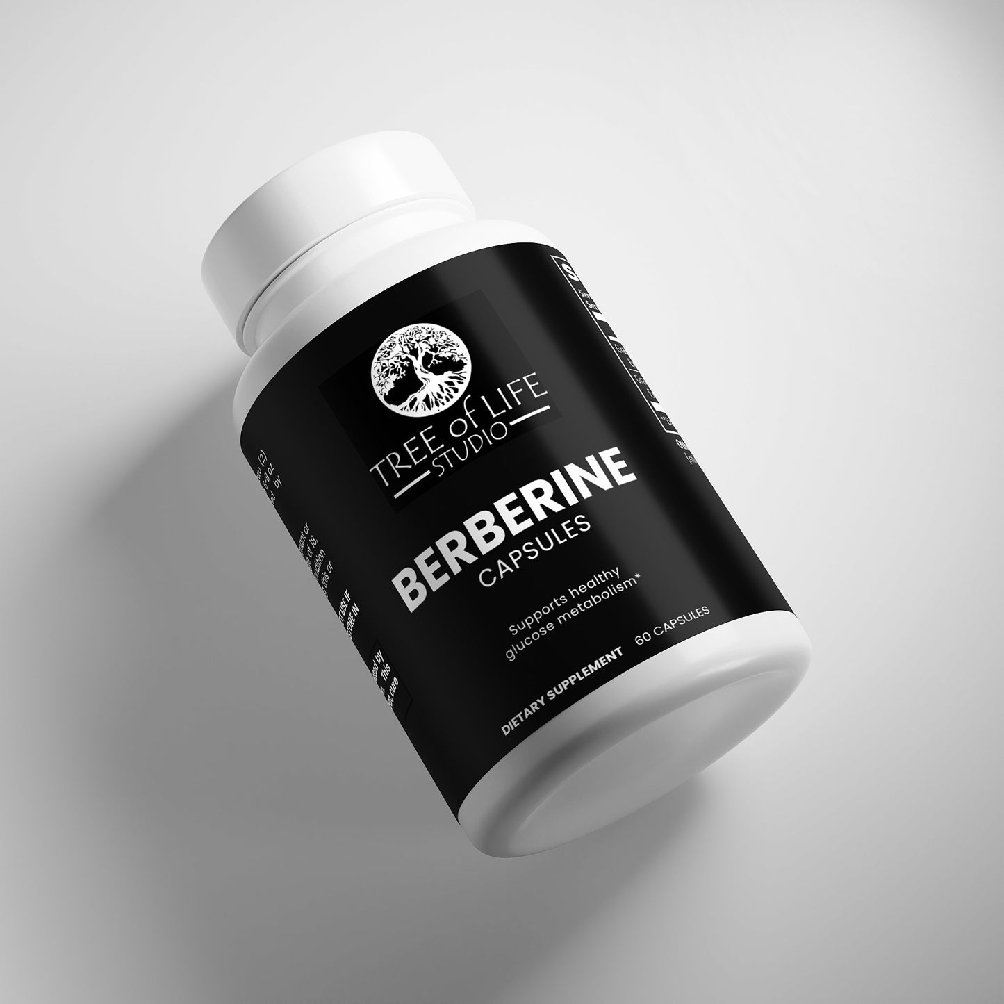 Tree of Life Studio premium berberine capsules dietary supplement bottle with black label