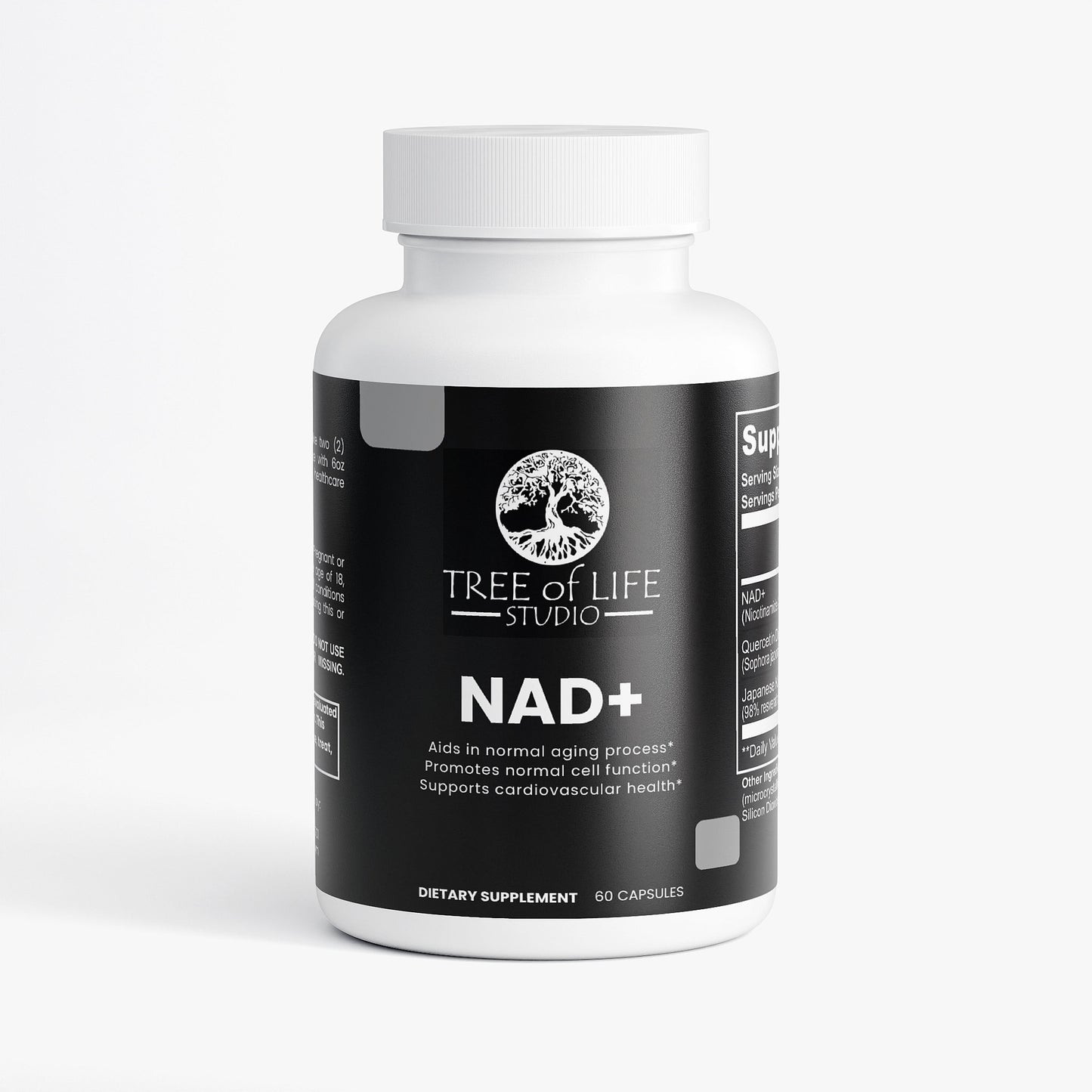 Tree of Life Studio premium NAD+ energy boosters dietary supplement bottle with 60 capsules