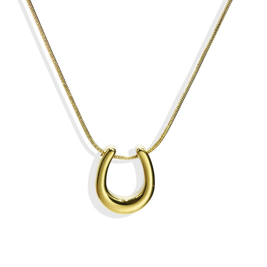 Tree of Life Studio 18K gold horseshoe necklace with polished finish on delicate chain