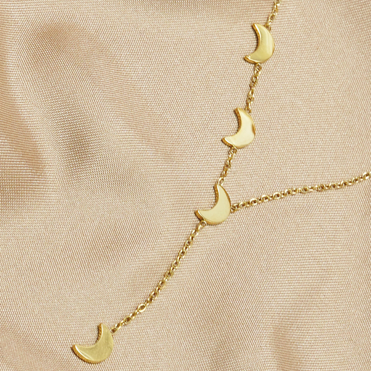 Tree of Life Studio hypoallergenic moon pendant necklace with gold crescent charms on delicate chain