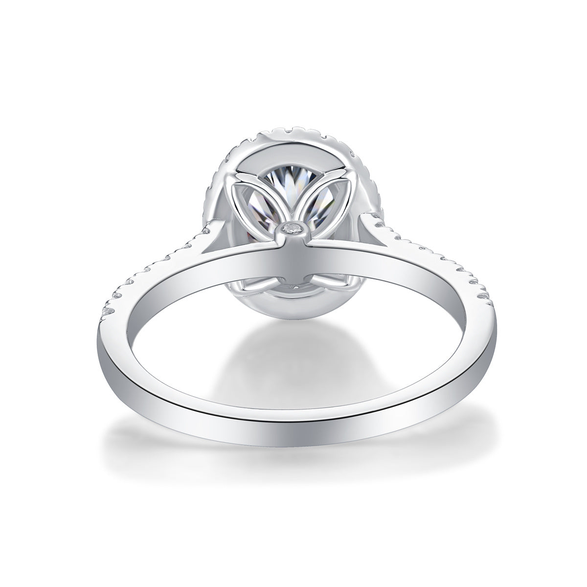 Tree of Life Studio large moissanite halo ring with intricate band and halo setting in silver