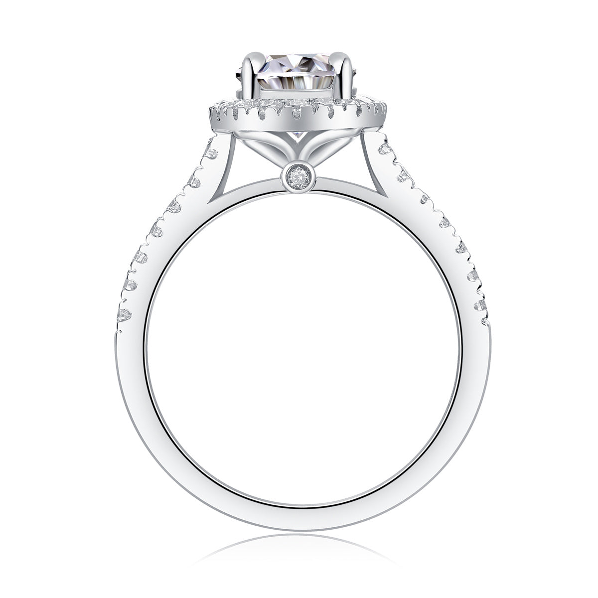Tree of Life Studio large moissanite halo ring with round center stone and detailed band