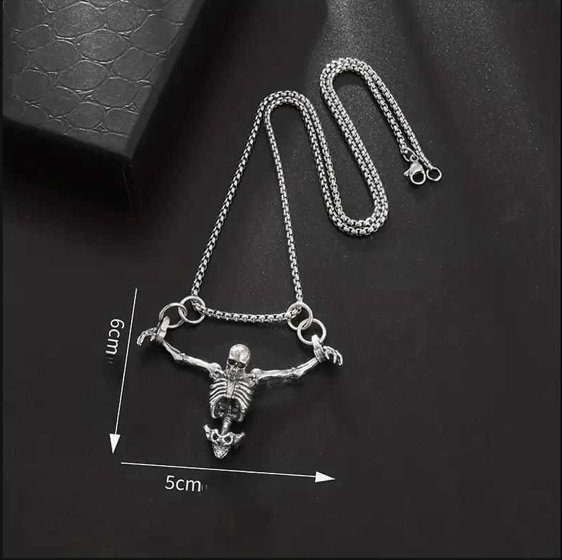 Tree of Life Studio silver spiritual skeleton necklace with detailed skeleton pendant and chain