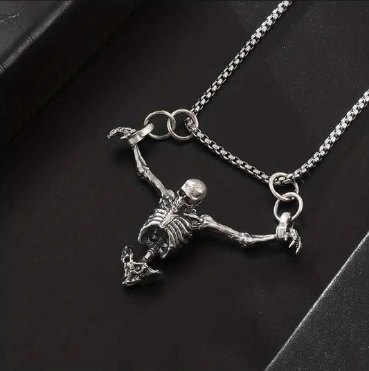 Tree of Life Studio spiritual skeleton necklace with detailed silver skeleton pendant on chain