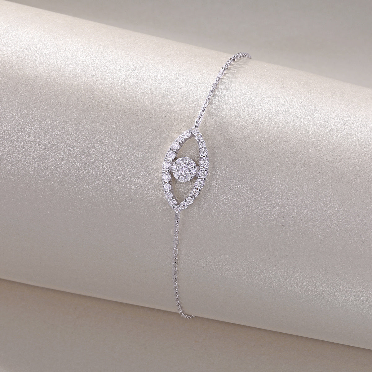 Tree of Life Studio wishing eye diamond bracelet with delicate silver chain and sparkling diamonds