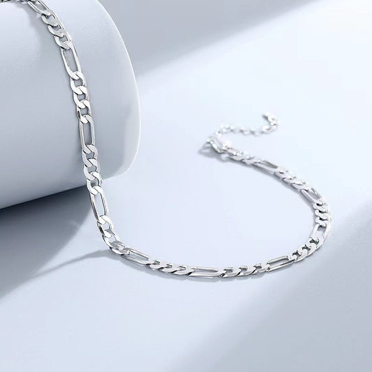 925 sterling silver figaro boho anklet from Tree of Life Studio with elongated chain links