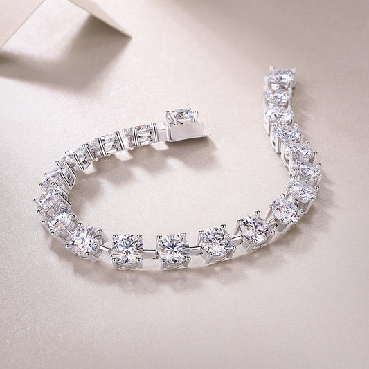 About time moissanite diamond bracelet by Tree of Life Studio with sparkling round stones and silver setting