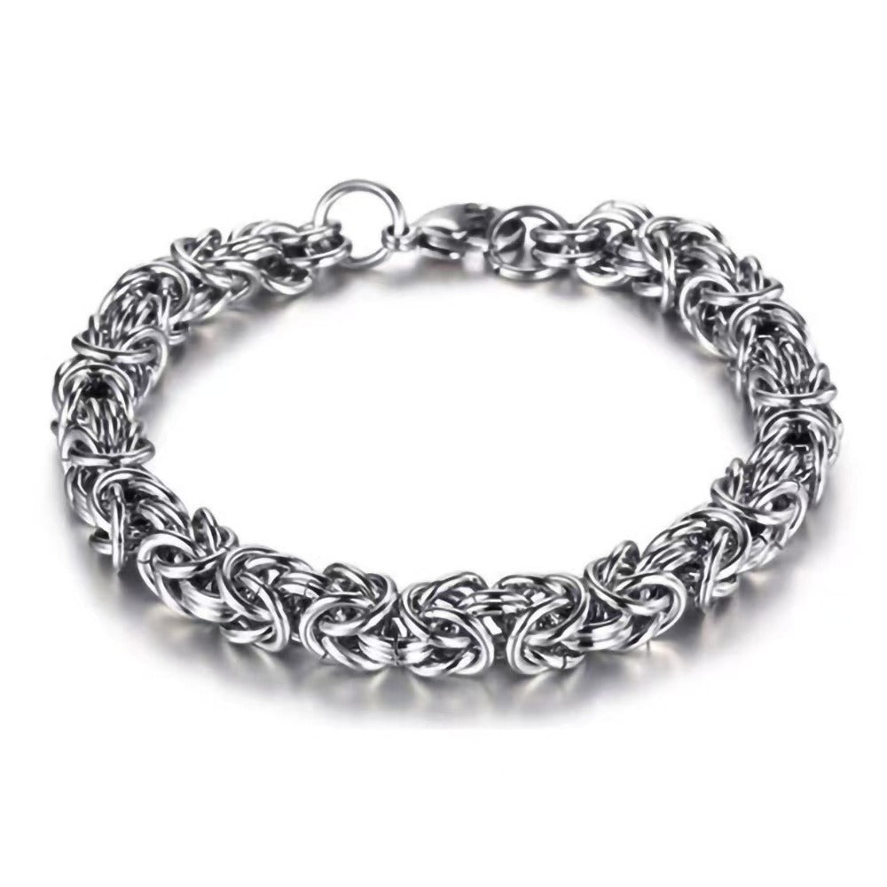 Braided stainless steel link bracelet by Tree of Life Studio with intricate chain design