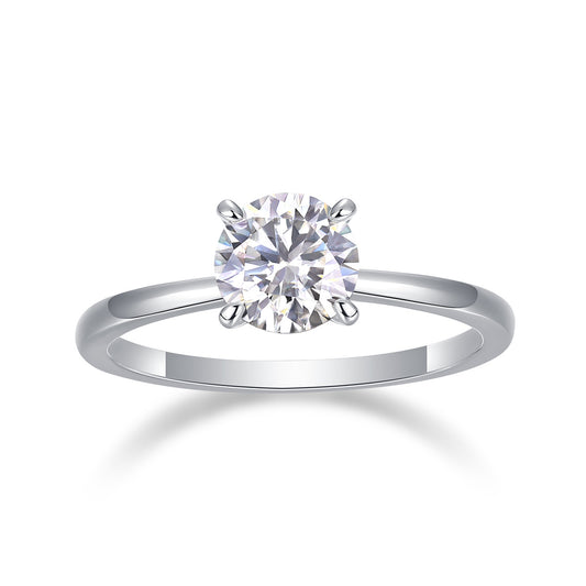 Tree of Life Studio classic moissanite ring for women with a round solitaire stone and silver band