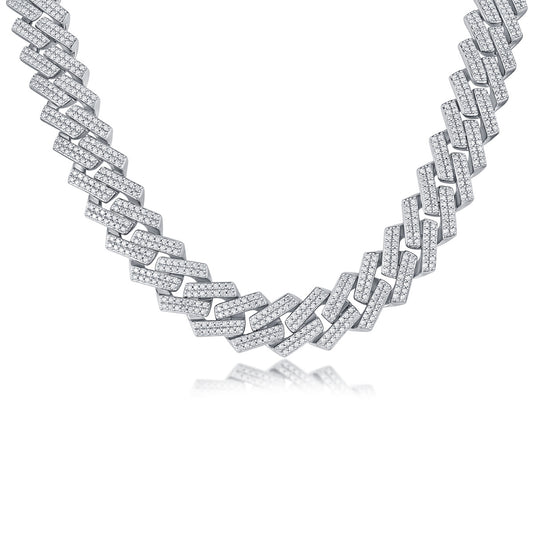 Tree of Life Studio men's moissanite silver necklace with a bold link chain design and sparkling stones