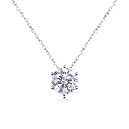 Tree of Life Studio moissanite diamond pendant necklace with a round brilliant stone on a silver chain