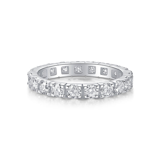 Tree of Life Studio moissanite diamond ring with round stones set in a silver band