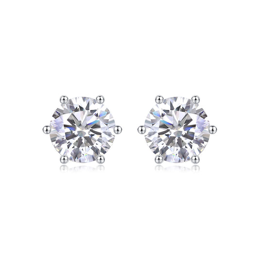 Tree of Life Studio moissanite diamond stud earrings in six-prong white metal setting