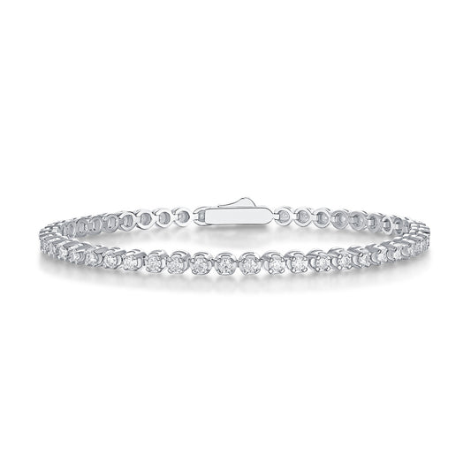 Tree of Life Studio S925 silver moissanite diamond bracelet anklet with round stones and secure clasp
