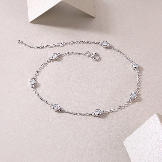 Bubble moissanite bracelet for women by Tree of Life Studio featuring silver chain with round stones