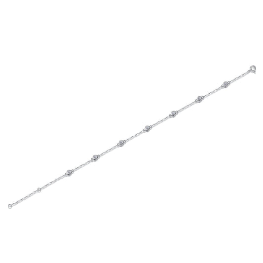 Tree of Life Studio delicate bubble moissanite bracelet for women with sparkling round stones on silver chain