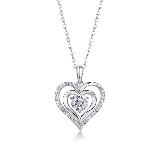 Tree of Life Studio heart shaped moissanite jewelry necklace with sparkling silver heart pendant