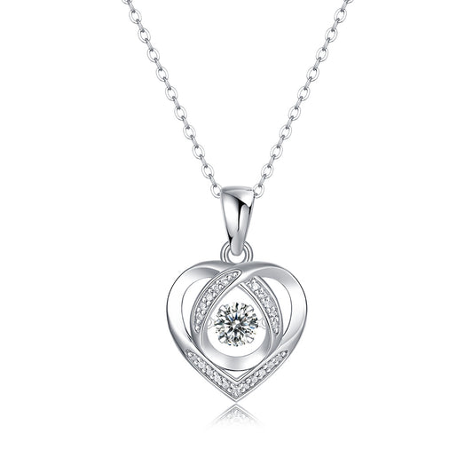 Tree of Life Studio moissanite heart necklace for women with silver chain and sparkling center stone
