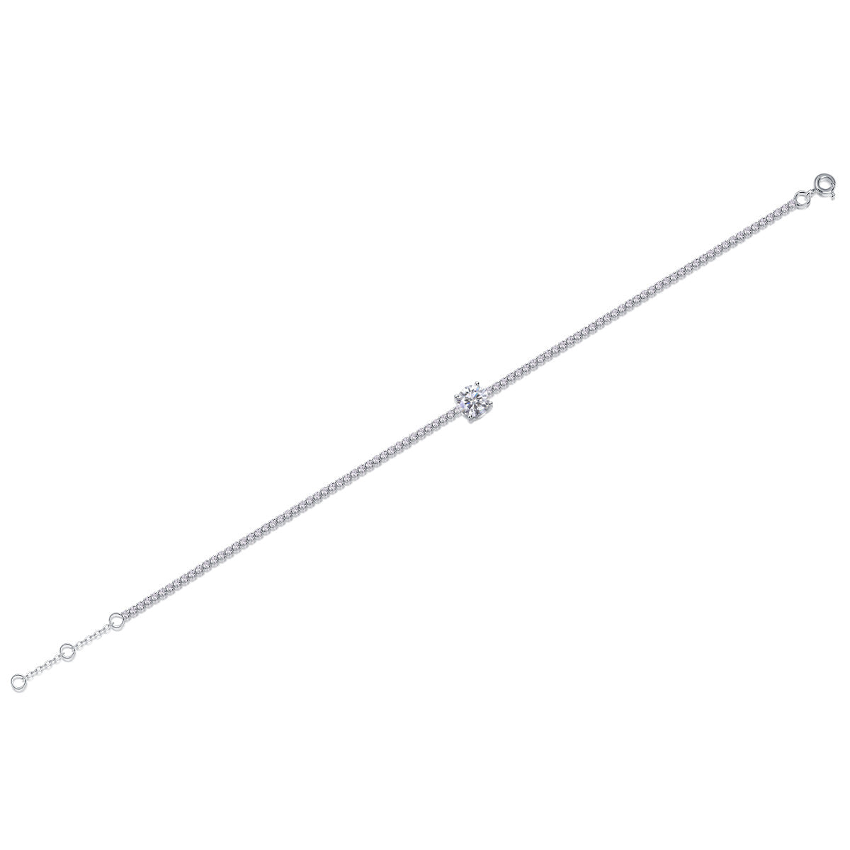 The Dawn high quality moissanite bracelet by Tree of Life Studio with delicate silver chain and central gemstone