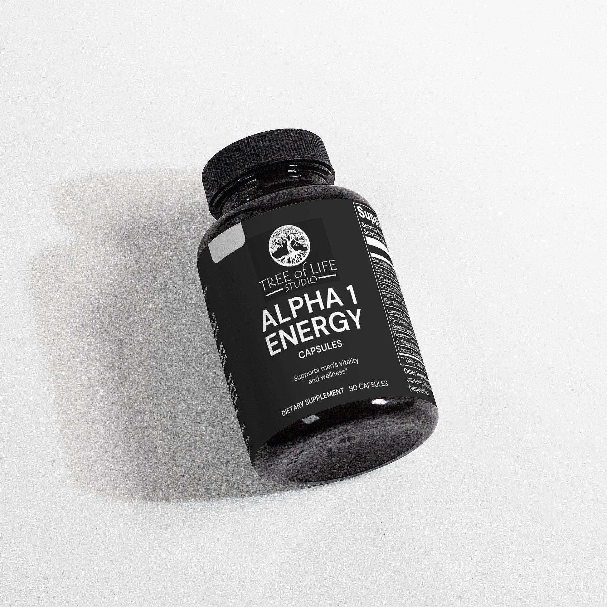 Tree of Life Studio Alpha 1 Energy supplement bottle with 90 capsules for vitality support