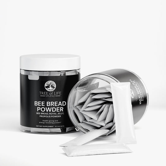 Tree of Life Studio Bee Bread Powder container with sachets to buy bee bread online natural extract supplement