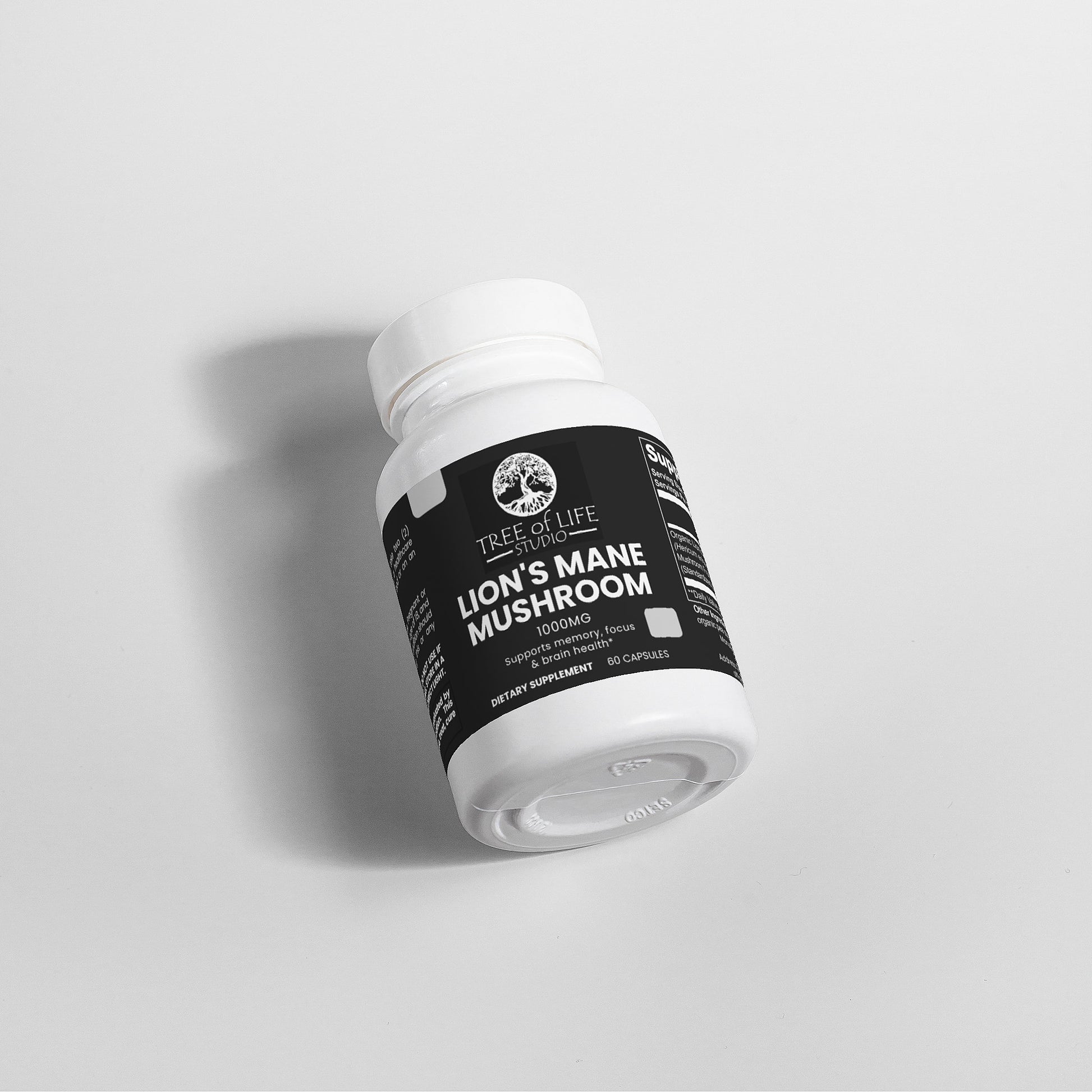 Tree of Life Studio Lion's Mane Mushroom supplement bottle with 1000mg capsules for natural cognitive support
