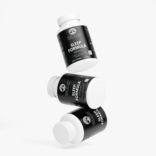 Tree of Life Studio natural sleep aid capsules Sleep Formula dietary supplement bottles floating
