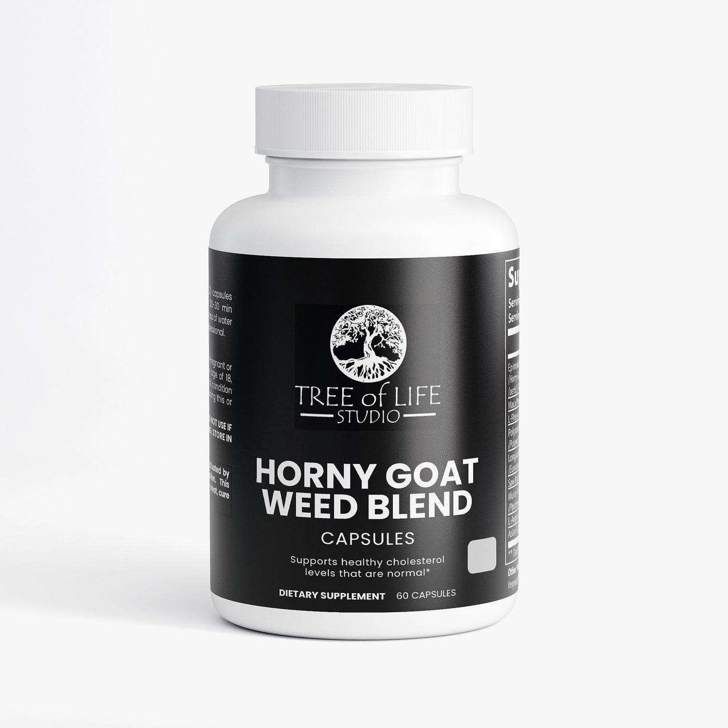 Tree of Life Studio premium horny goat weed blend capsules dietary supplement bottle