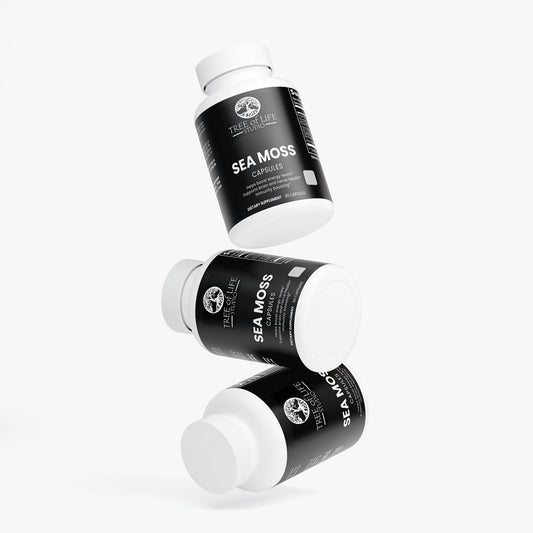 Tree of Life Studio premium sea moss capsules natural extract dietary supplement bottles