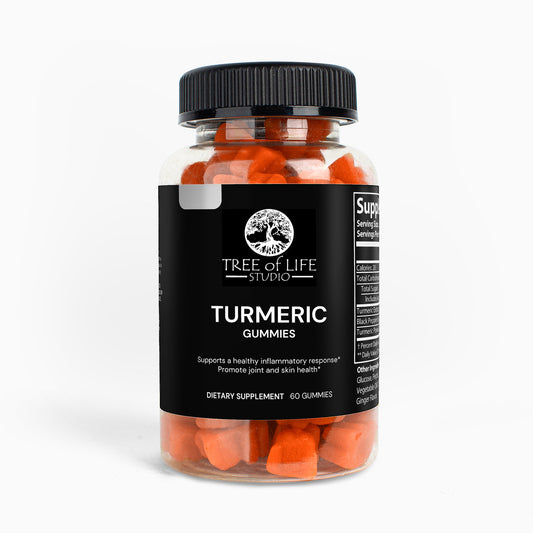 Tree of Life Studio premium turmeric gummies USA bottle with 60 dietary supplement gummies