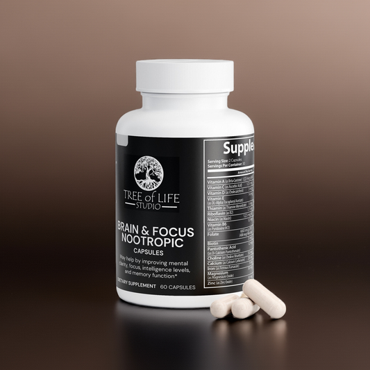 Tree of Life Studio brain and focus nootropic capsules supplements to improve memory and focus with three pills